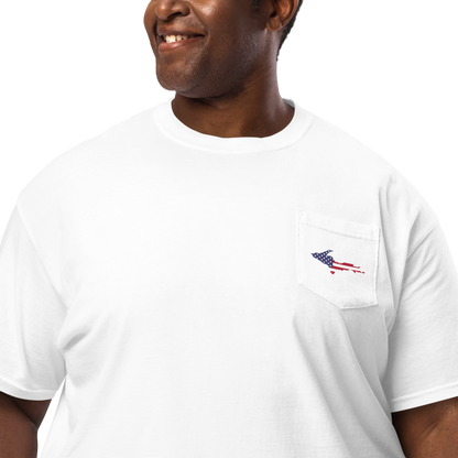 Michigan Upper Peninsula Pocket T-Shirt (w/ UP USA Flag) | Garment Dyed