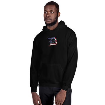 Detroit 'Old English D' Hoodie (Patriotic Edition) | Unisex Standard - Emb.