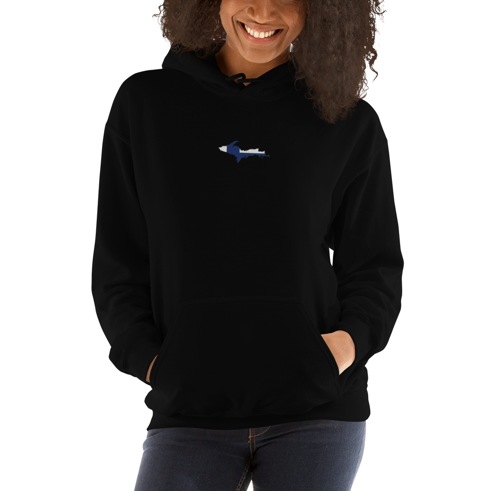 Michigan Upper Peninsula Hoodie (w/ Embroidered UP Finland Flag Outline) | Unisex Standard