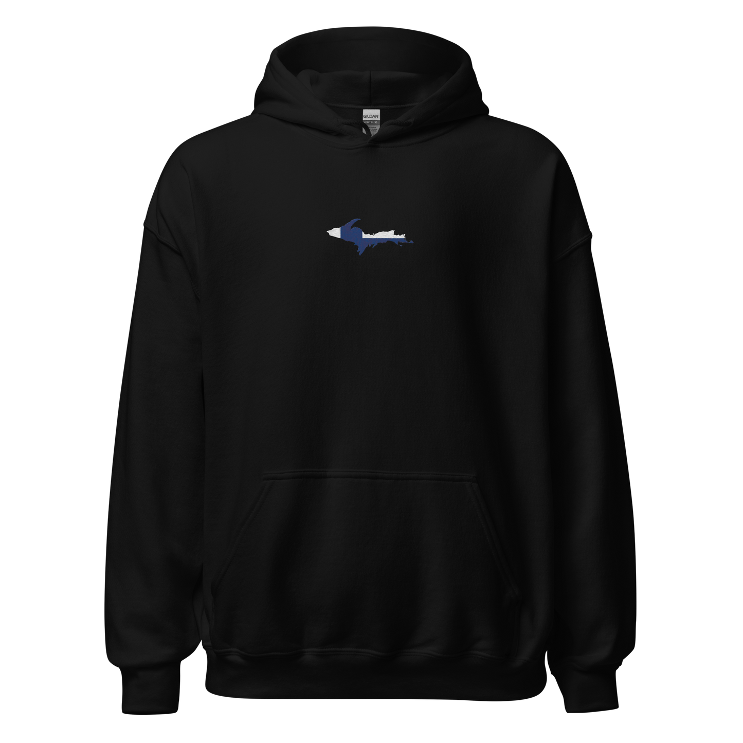 Michigan Upper Peninsula Hoodie (w/ Embroidered UP Finland Flag Outline) | Unisex Standard