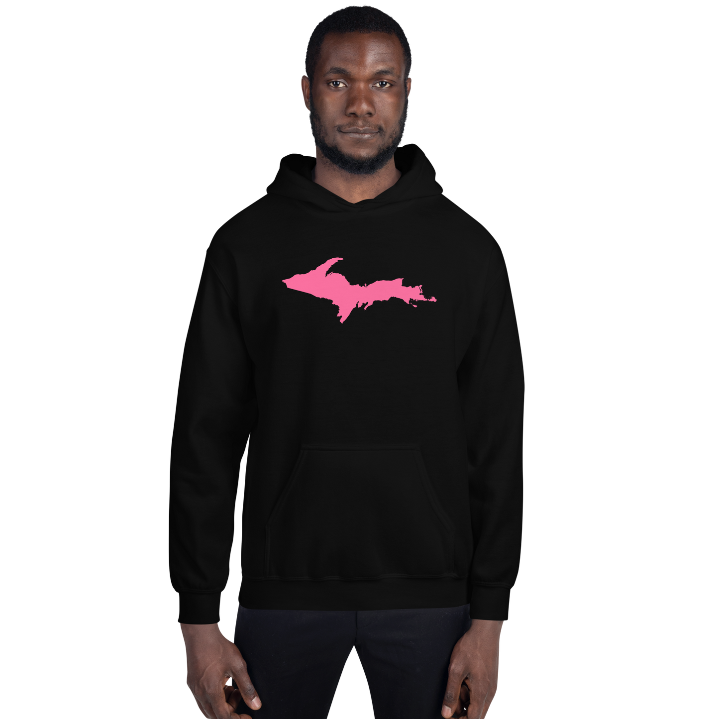 Michigan Upper Peninsula Hoodie (w/ Pink UP Outline) | Unisex Standard