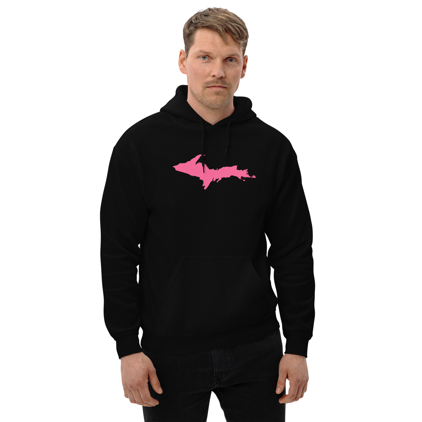 Michigan Upper Peninsula Hoodie (w/ Pink UP Outline) | Unisex Standard