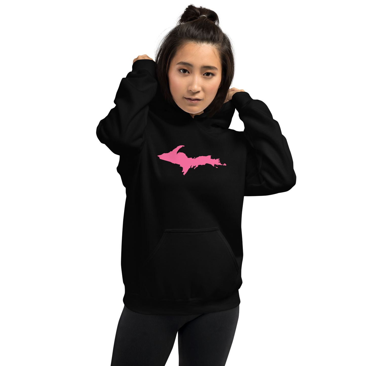 Michigan Upper Peninsula Hoodie (w/ Pink UP Outline) | Unisex Standard