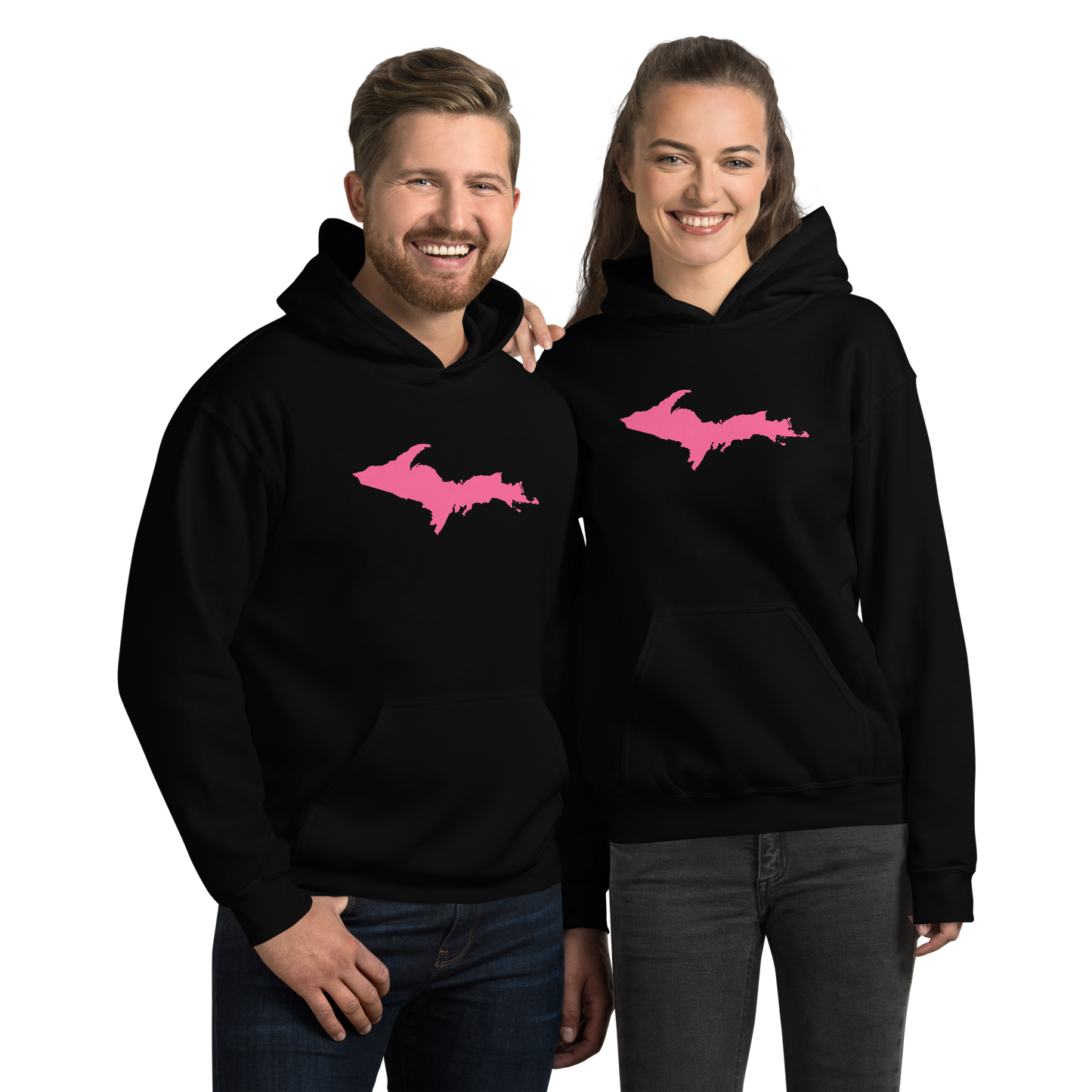 Michigan Upper Peninsula Hoodie (w/ Pink UP Outline) | Unisex Standard