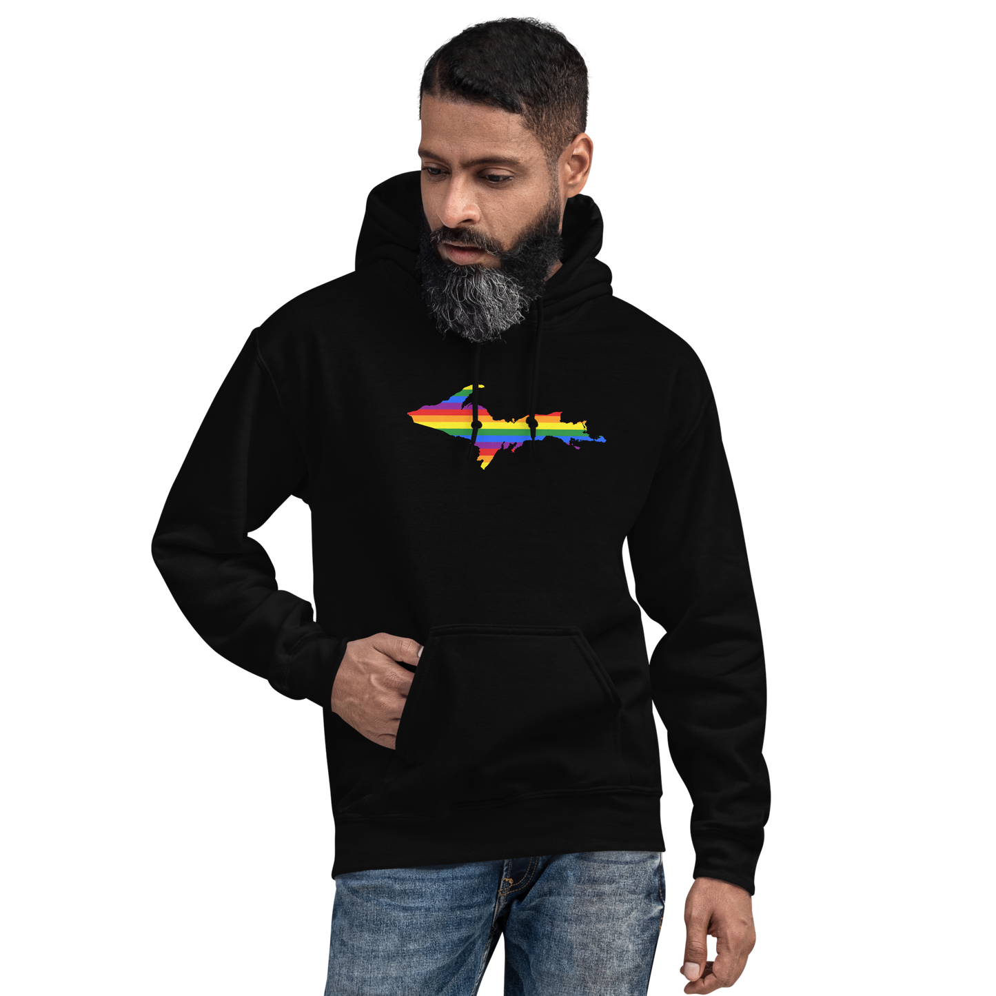 Michigan Upper Peninsula Hoodie (w/ UP Pride Flag Outline) | Unisex Standard