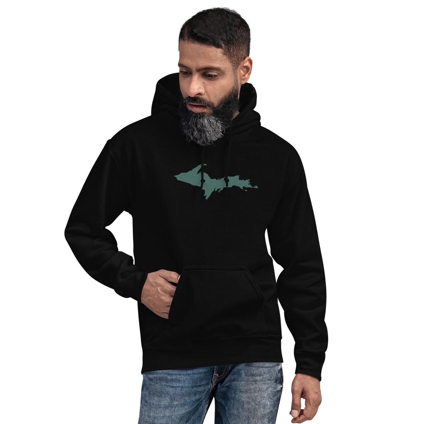 Michigan Upper Peninsula Hoodie (w/ Green UP Outline) | Unisex Standard