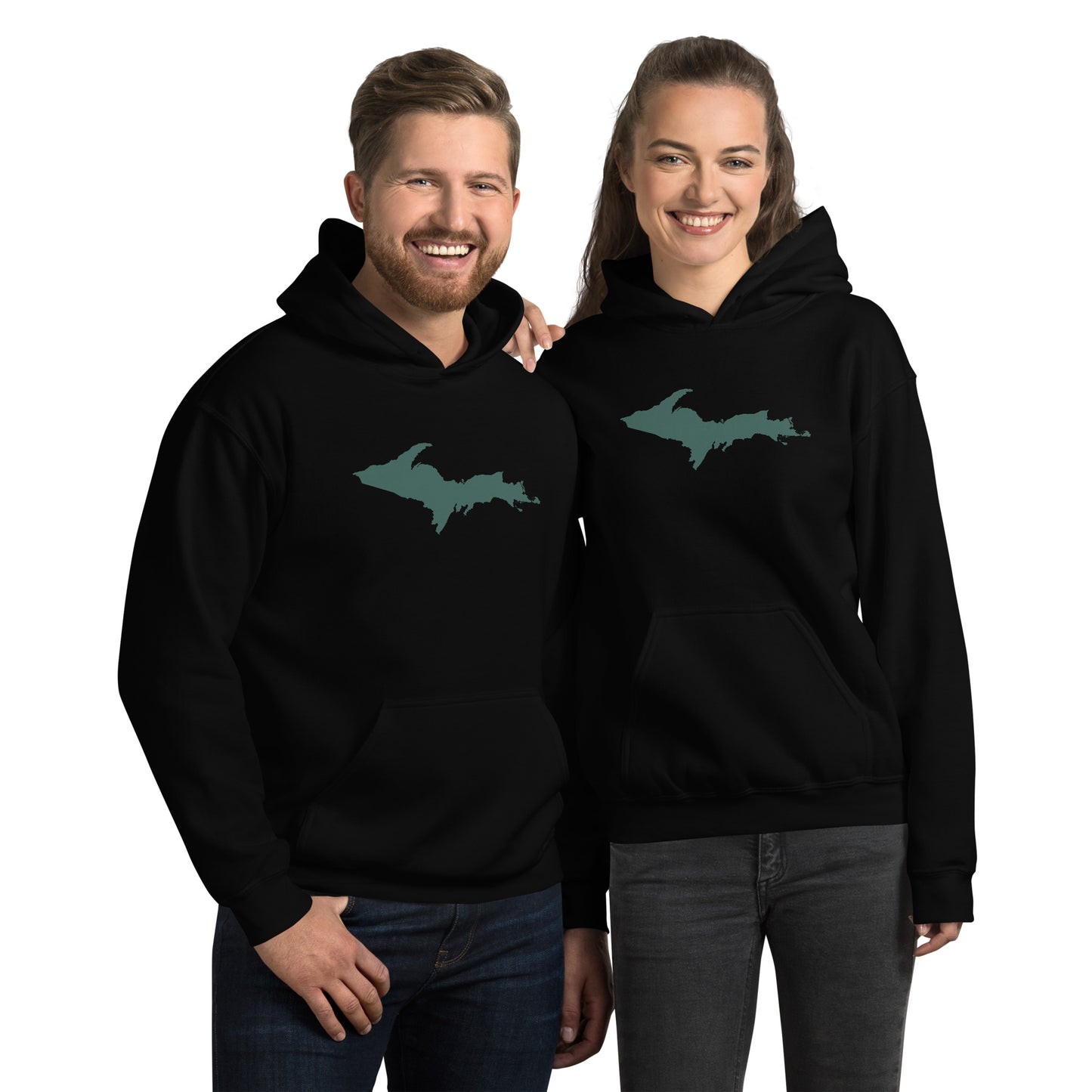 Michigan Upper Peninsula Hoodie (w/ Green UP Outline) | Unisex Standard