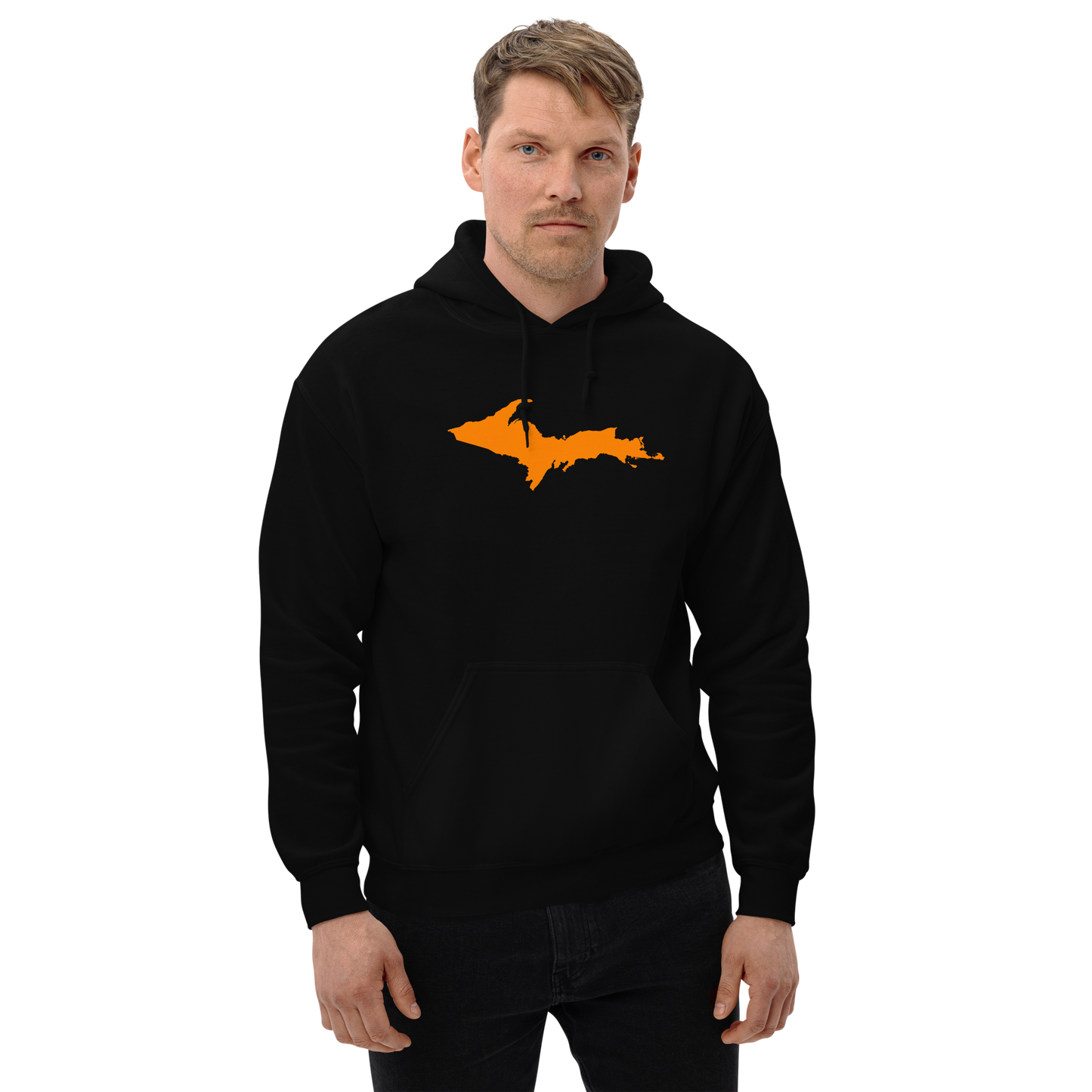 Michigan Upper Peninsula Hoodie (w/ Orange UP Outline) | Unisex Standard