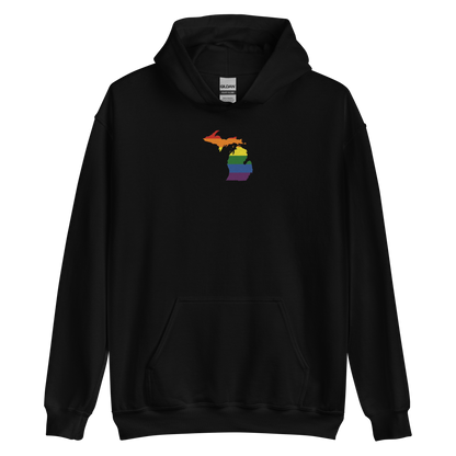 Michigan Hoodie (w/ MI Rainbow Pride Flag) | Unisex Standard - Emb.