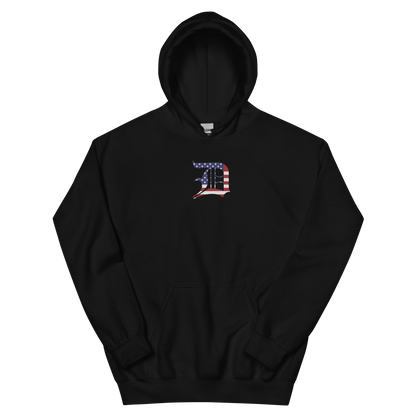 Detroit 'Old English D' Hoodie (Patriotic Edition) | Unisex Standard - Emb.