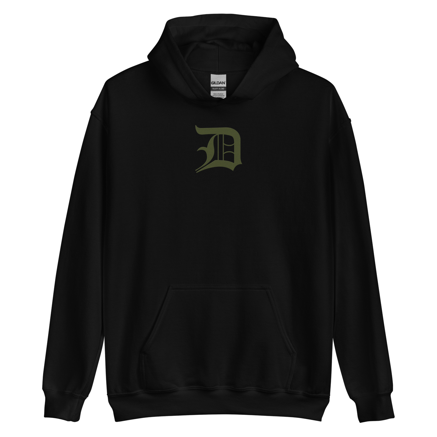 Detroit 'Old English D' Hoodie (Army Green) | Unisex Standard - Emb.