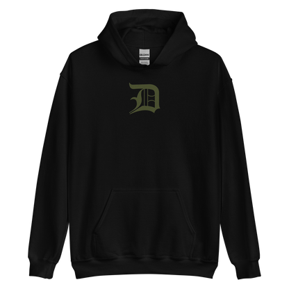 Detroit 'Old English D' Hoodie (Army Green) | Unisex Standard - Emb.