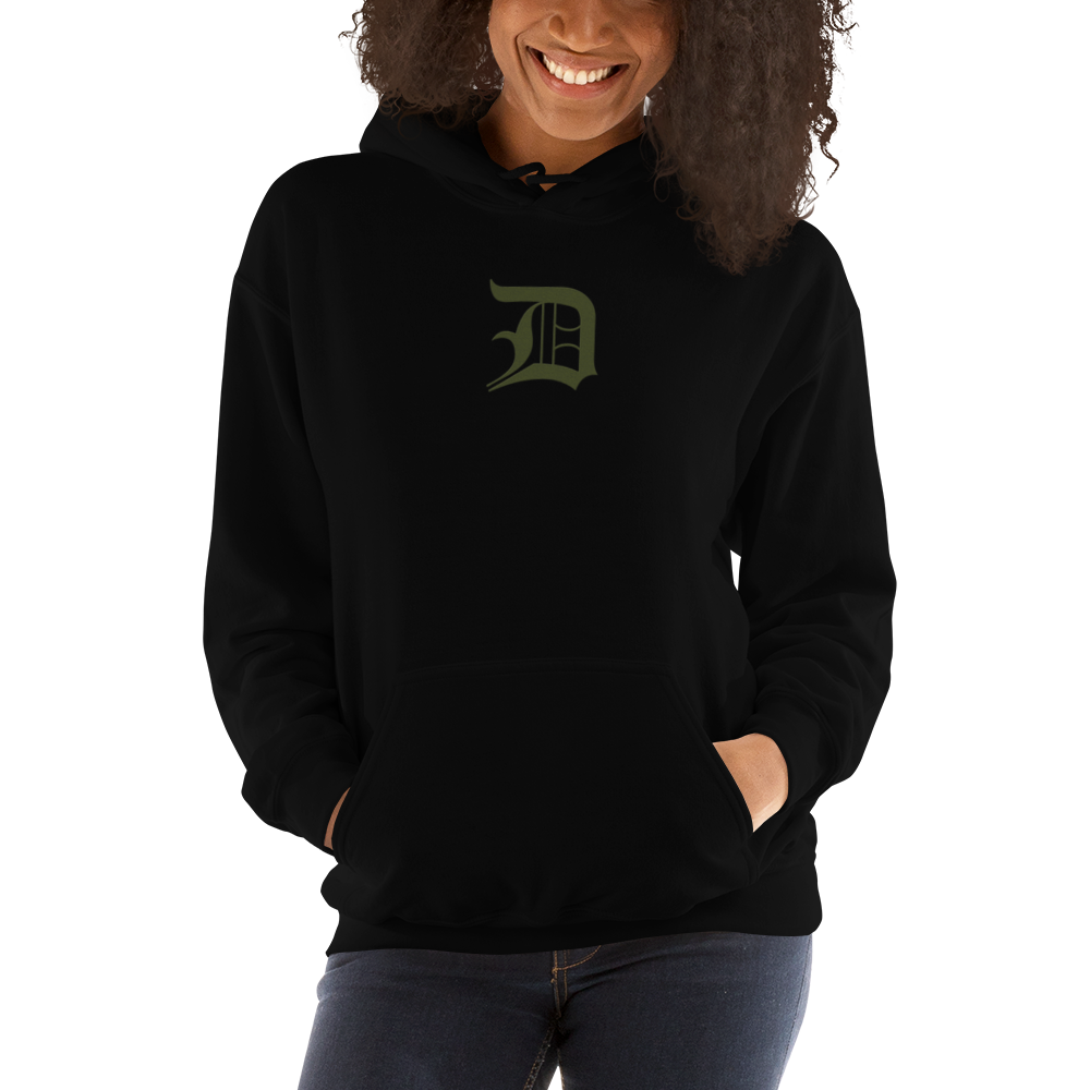 Detroit 'Old English D' Hoodie (Army Green) | Unisex Standard - Emb.