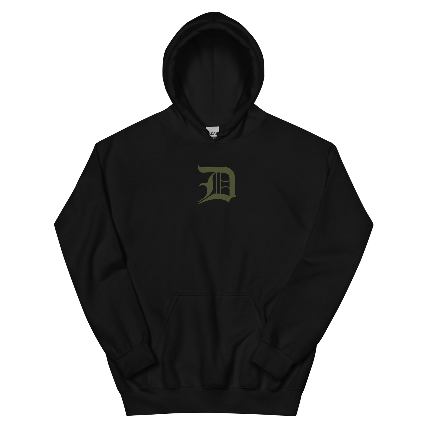 Detroit 'Old English D' Hoodie (Army Green) | Unisex Standard - Emb.