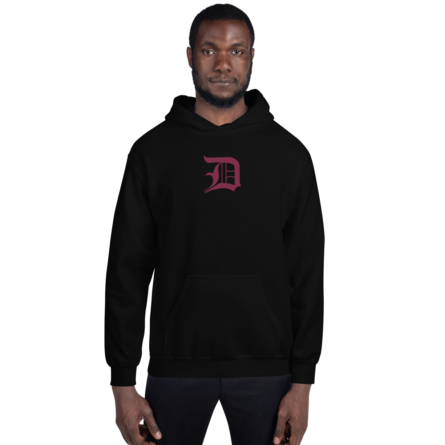 Detroit 'Old English D' Hoodie (Ruby Red) | Unisex Standard - Emb.