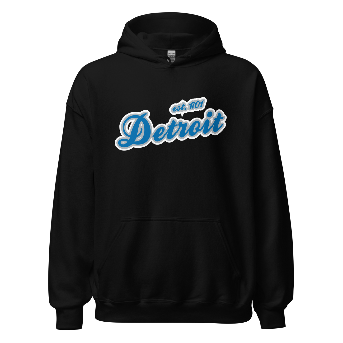 'Detroit EST. 1701' Hoodie (Azure Script Font) | Unisex Standard