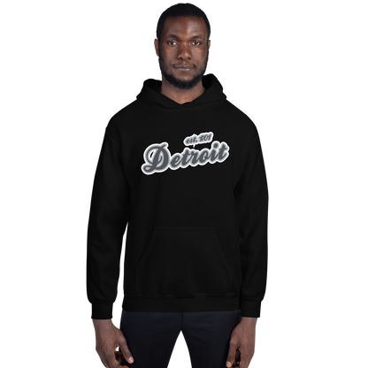 'Detroit EST. 1701' Hoodie (Iron Ore Grey Script Font) | Unisex Standard