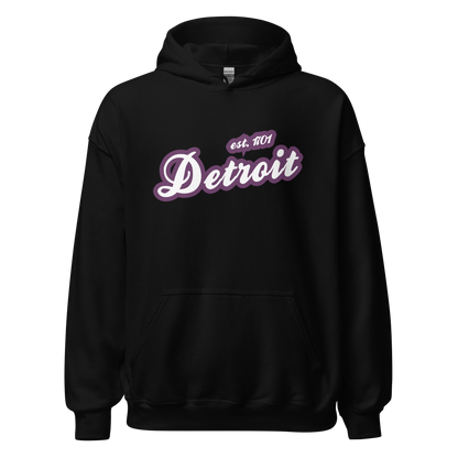 'Detroit EST. 1701' Hoodie (Plum Script Font) | Unisex Standard