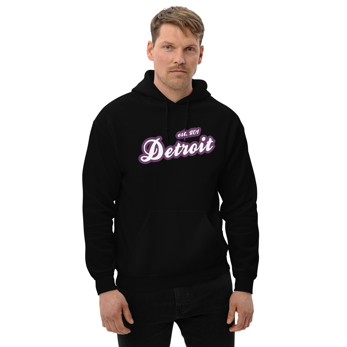 'Detroit EST. 1701' Hoodie (Plum Script Font) | Unisex Standard