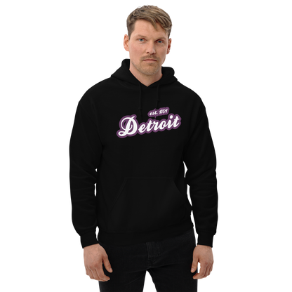 'Detroit EST. 1701' Hoodie (Plum Script Font) | Unisex Standard