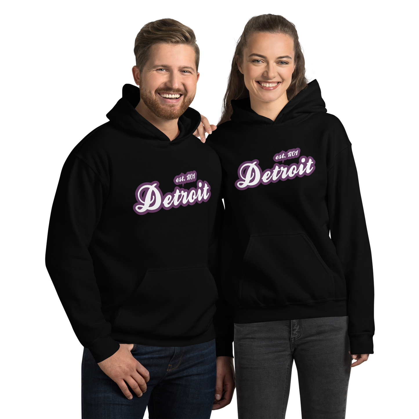 'Detroit EST. 1701' Hoodie (Plum Script Font) | Unisex Standard