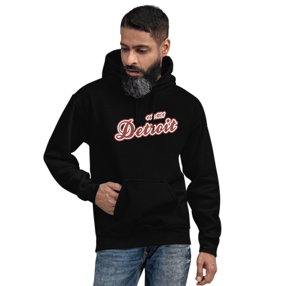 'Detroit EST. 1701' Hoodie (Ore Dock Red Script Font) | Unisex Standard