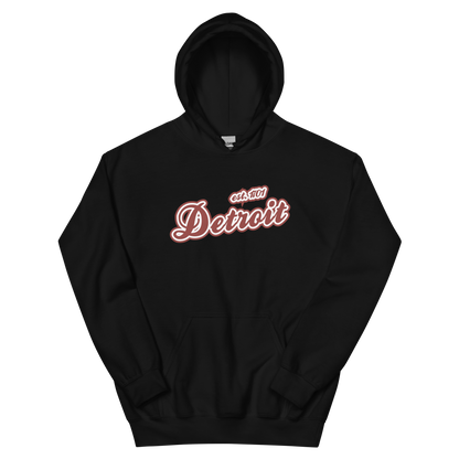 'Detroit EST. 1701' Hoodie (Ore Dock Red Script Font) | Unisex Standard