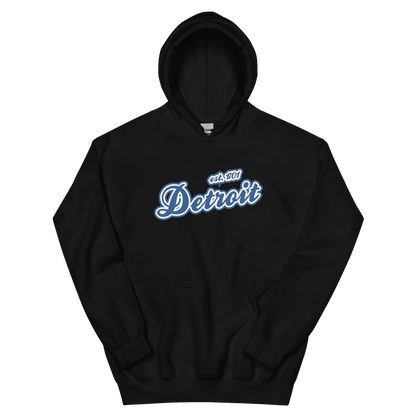 'Detroit EST. 1701' Hoodie (Dearborn Blue Script Font) | Unisex Standard