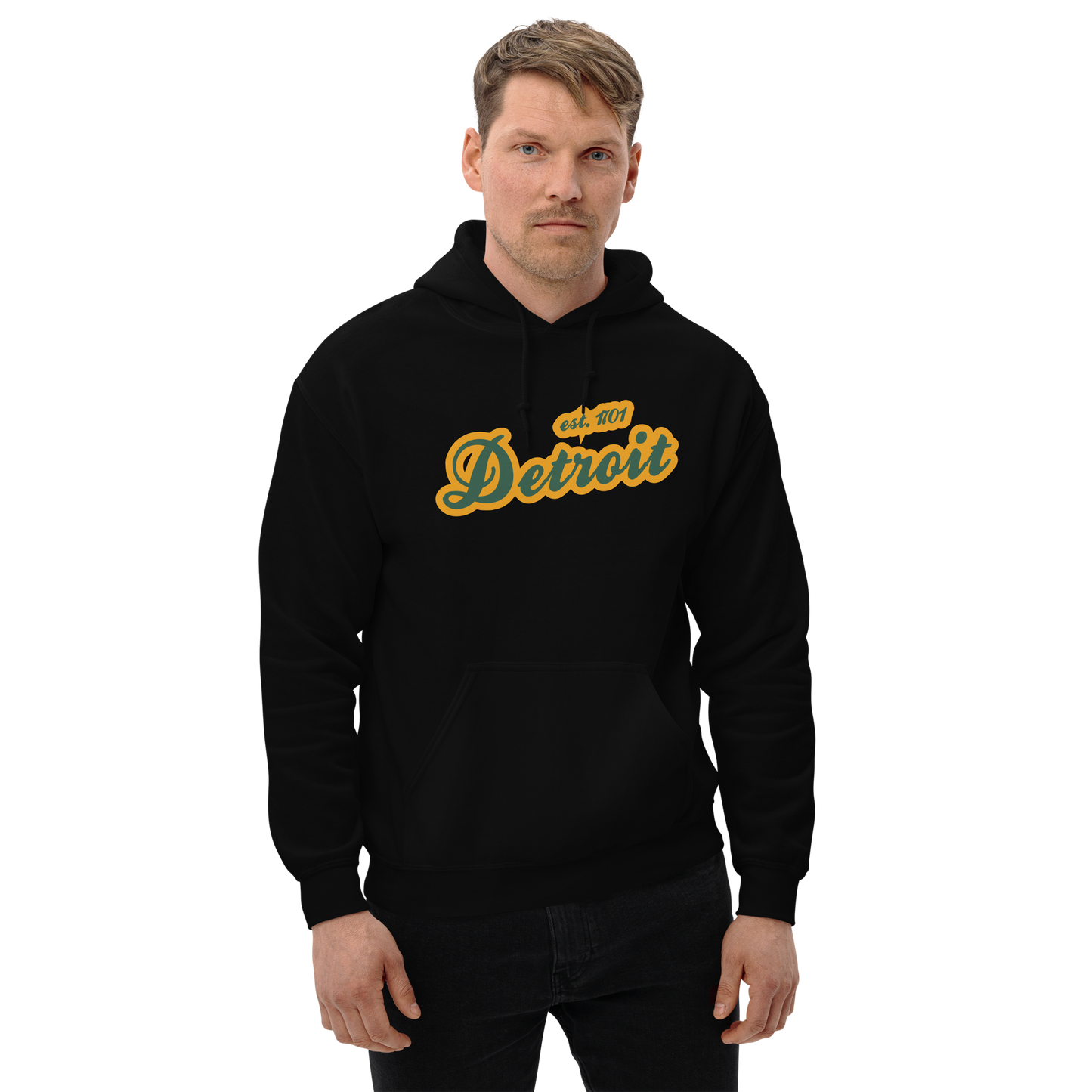 'Detroit EST. 1701' Hoodie (Ginger Ale Green Script Font) | Unisex Standard