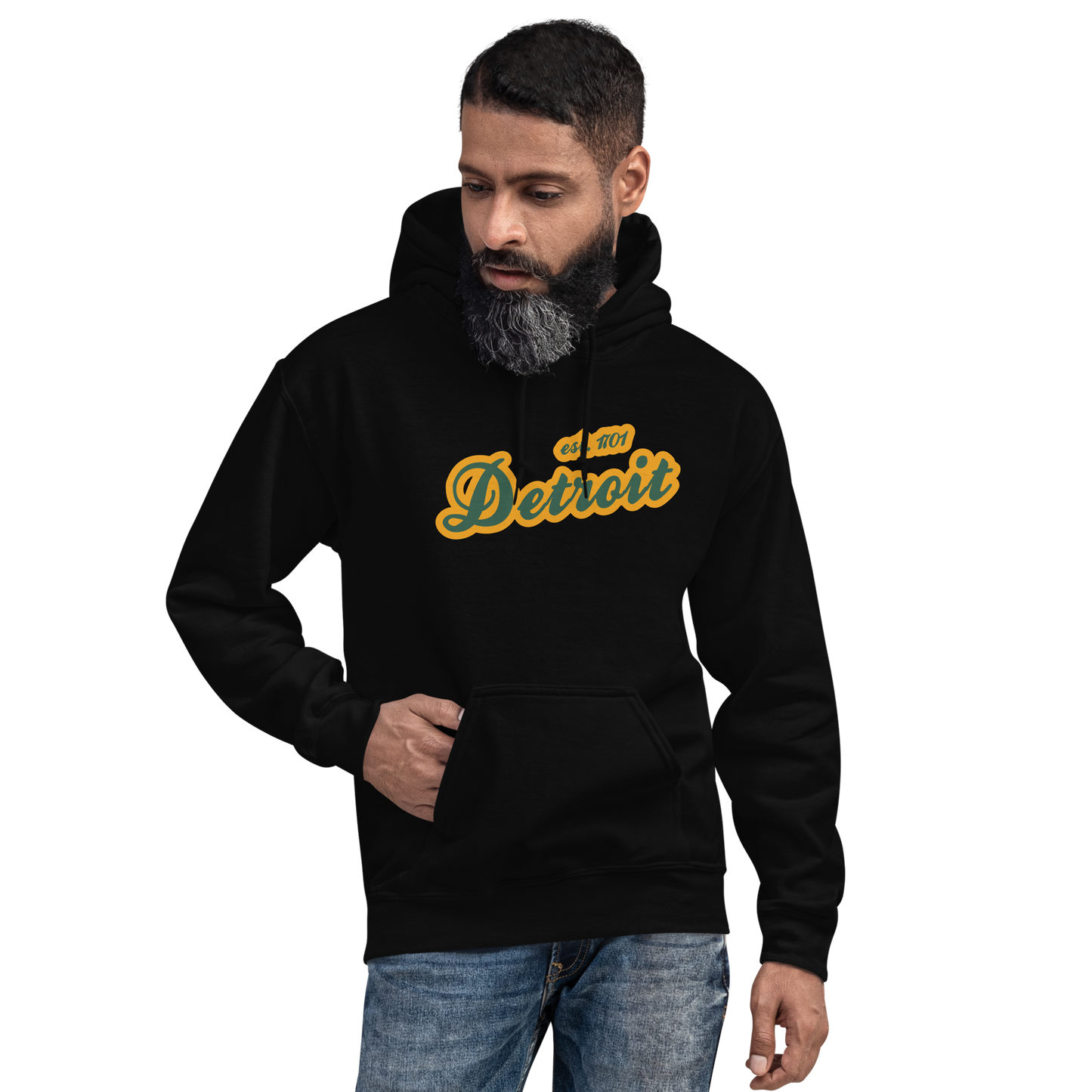 'Detroit EST. 1701' Hoodie (Ginger Ale Green Script Font) | Unisex Standard