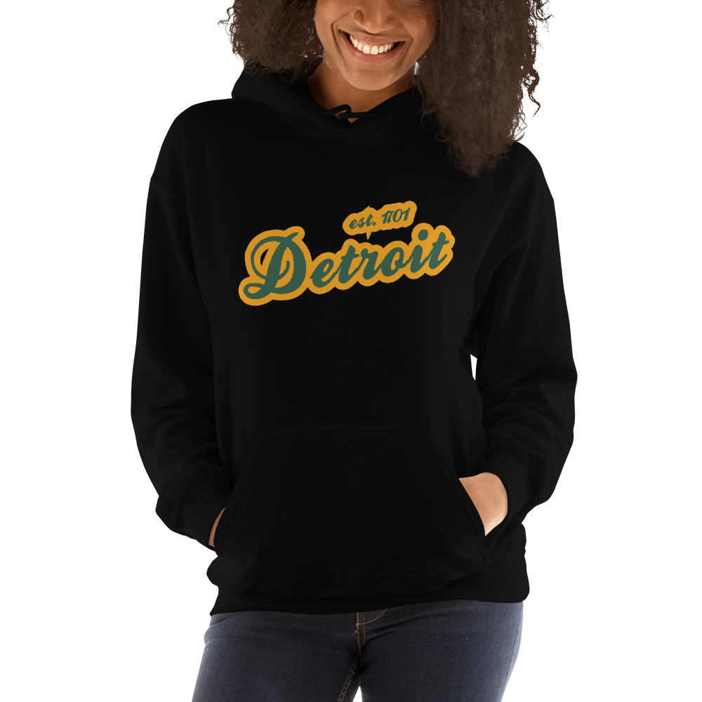 'Detroit EST. 1701' Hoodie (Ginger Ale Green Script Font) | Unisex Standard