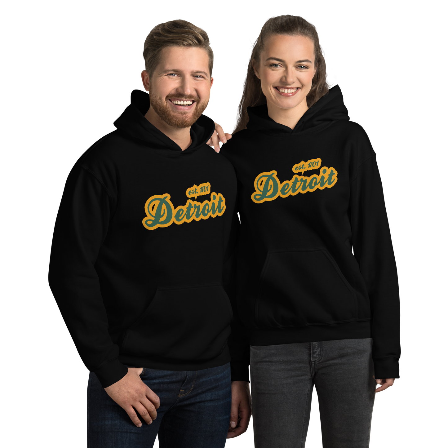 'Detroit EST. 1701' Hoodie (Ginger Ale Green Script Font) | Unisex Standard