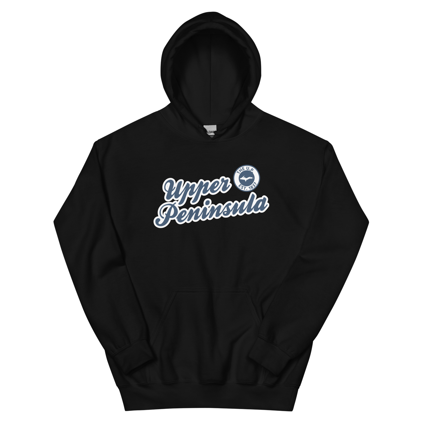 'Upper Peninsula EST. 1837' Hoodie (Navy Script Font) | Unisex Standard