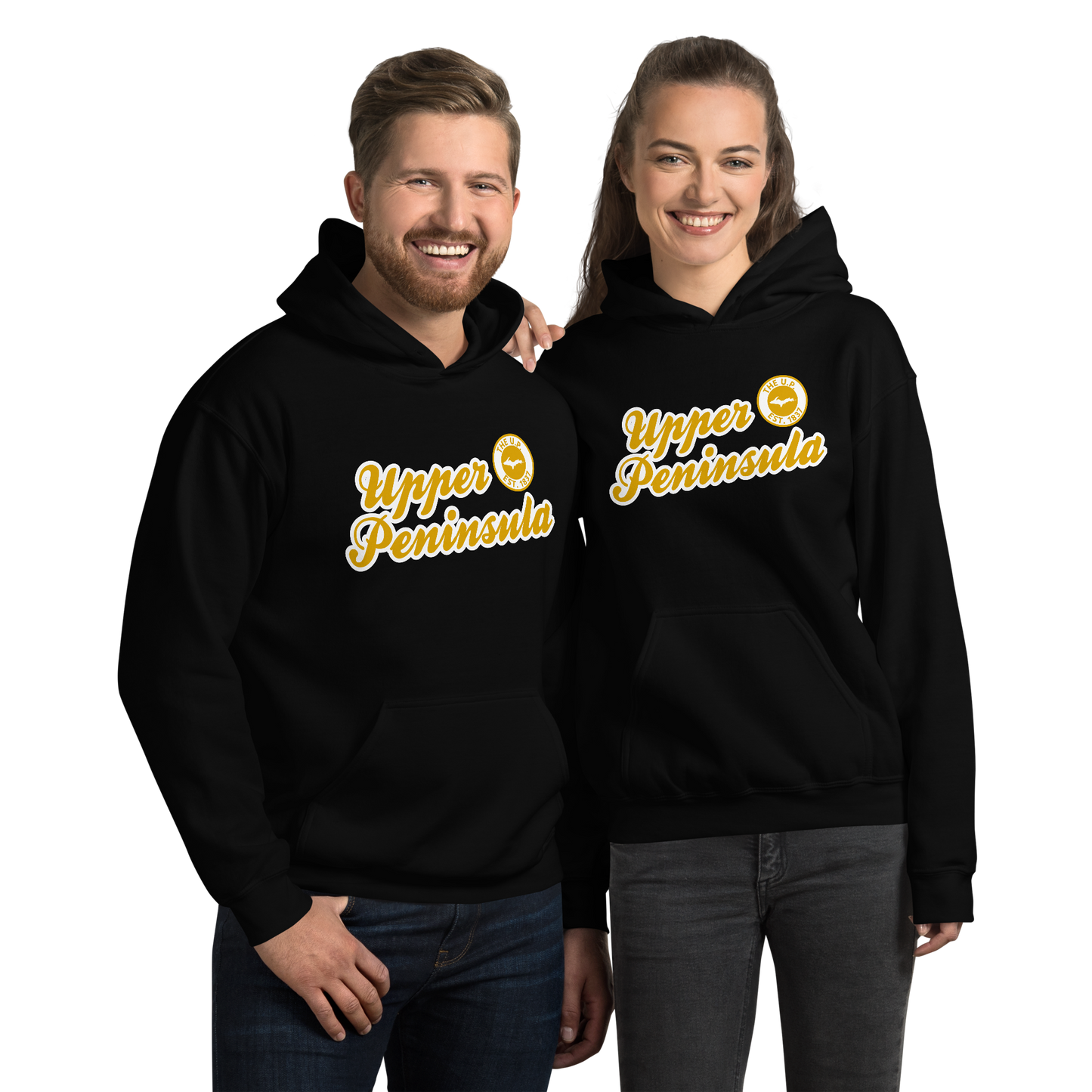 'Upper Peninsula EST. 1837' Hoodie (Gold Script Font) | Unisex Standard