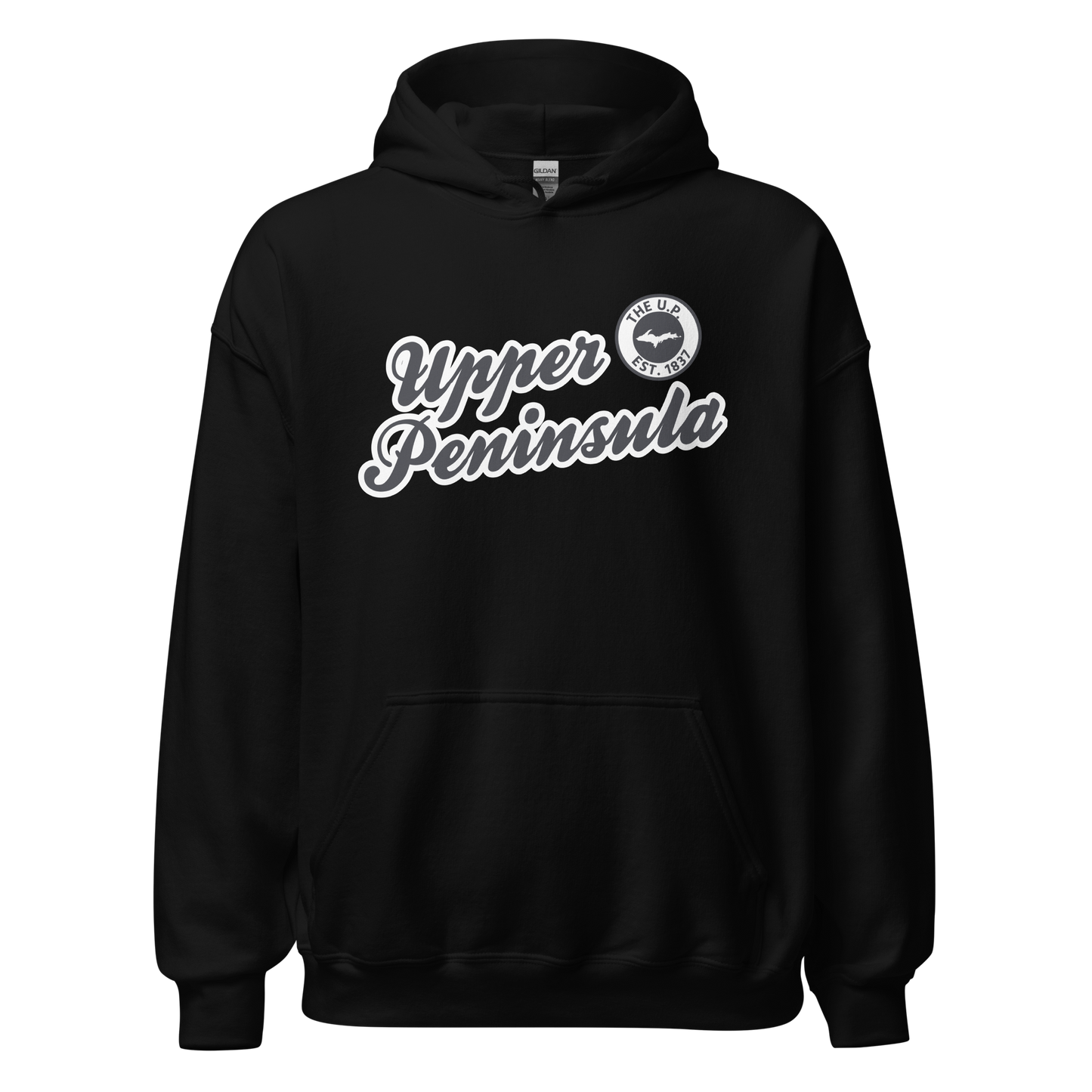 'Upper Peninsula EST. 1837' Hoodie (Iron Ore Grey Script Font) | Unisex Standard