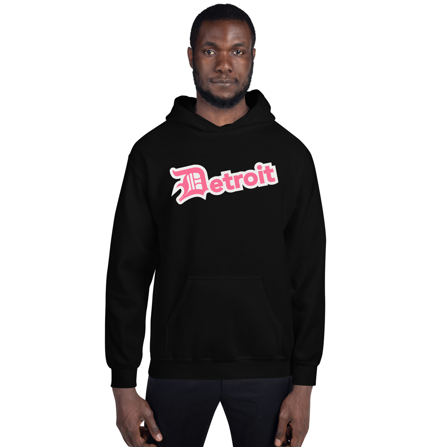 'Detroit' Hoodie (Rhodochrosite Pink w/ Old English 'D') | Unisex Standard