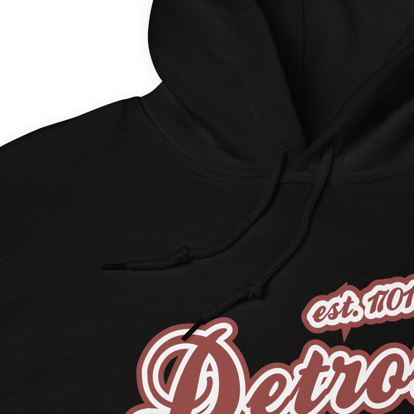 'Detroit EST. 1701' Hoodie (Ore Dock Red Script Font) | Unisex Standard