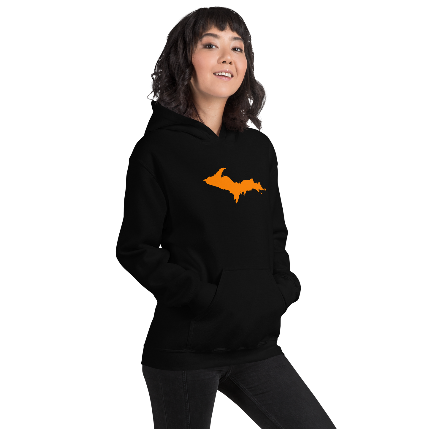 Michigan Upper Peninsula Hoodie (w/ Orange UP Outline) | Unisex Standard