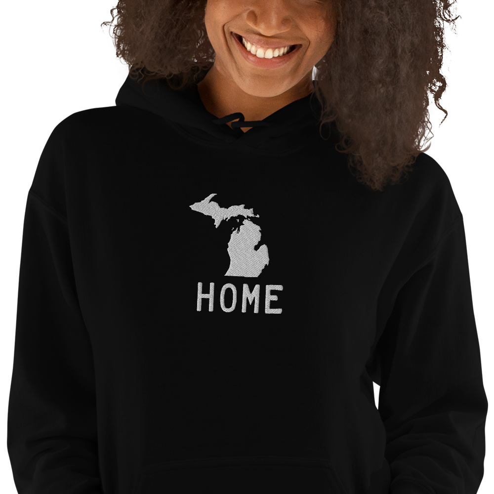 Michigan 'Home' Hoodie (Licence Plate Font) | Unisex Standard - Emb.