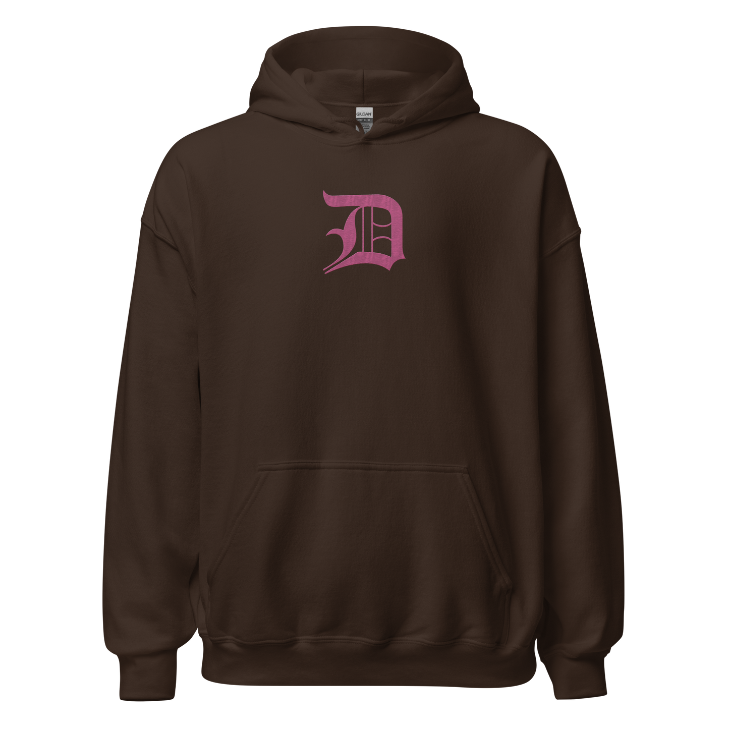 Detroit 'Old English D' Hoodie (Apple Blossom Pink) | Unisex Standard - Emb.