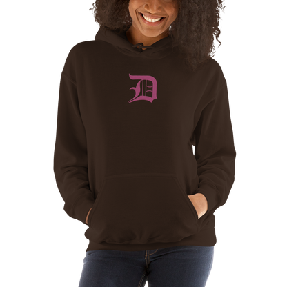 Detroit 'Old English D' Hoodie (Apple Blossom Pink) | Unisex Standard - Emb.