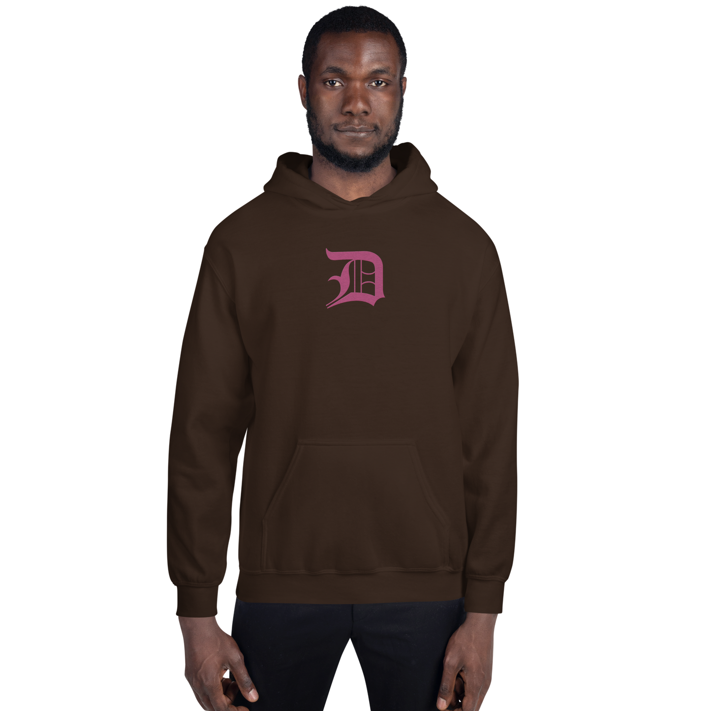 Detroit 'Old English D' Hoodie (Apple Blossom Pink) | Unisex Standard - Emb.