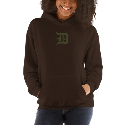 Detroit 'Old English D' Hoodie (Army Green) | Unisex Standard - Emb.