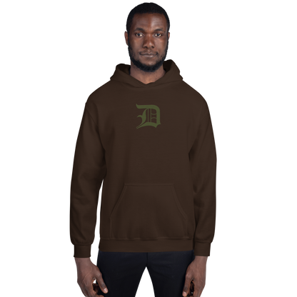 Detroit 'Old English D' Hoodie (Army Green) | Unisex Standard - Emb.