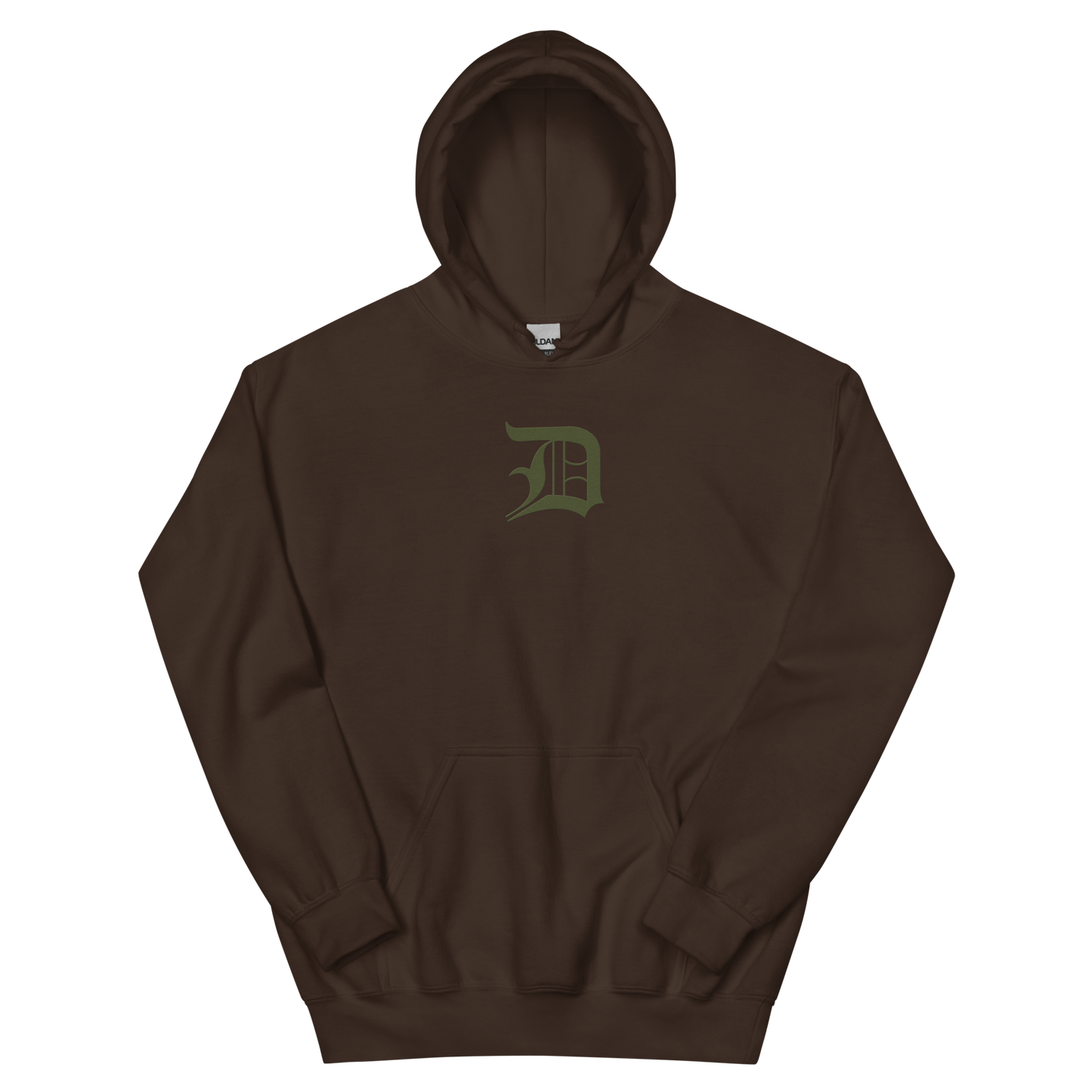 Detroit 'Old English D' Hoodie (Army Green) | Unisex Standard - Emb.