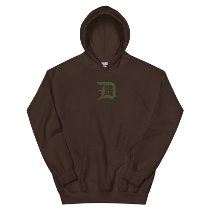 Detroit 'Old English D' Hoodie (Army Green) | Unisex Standard - Emb.