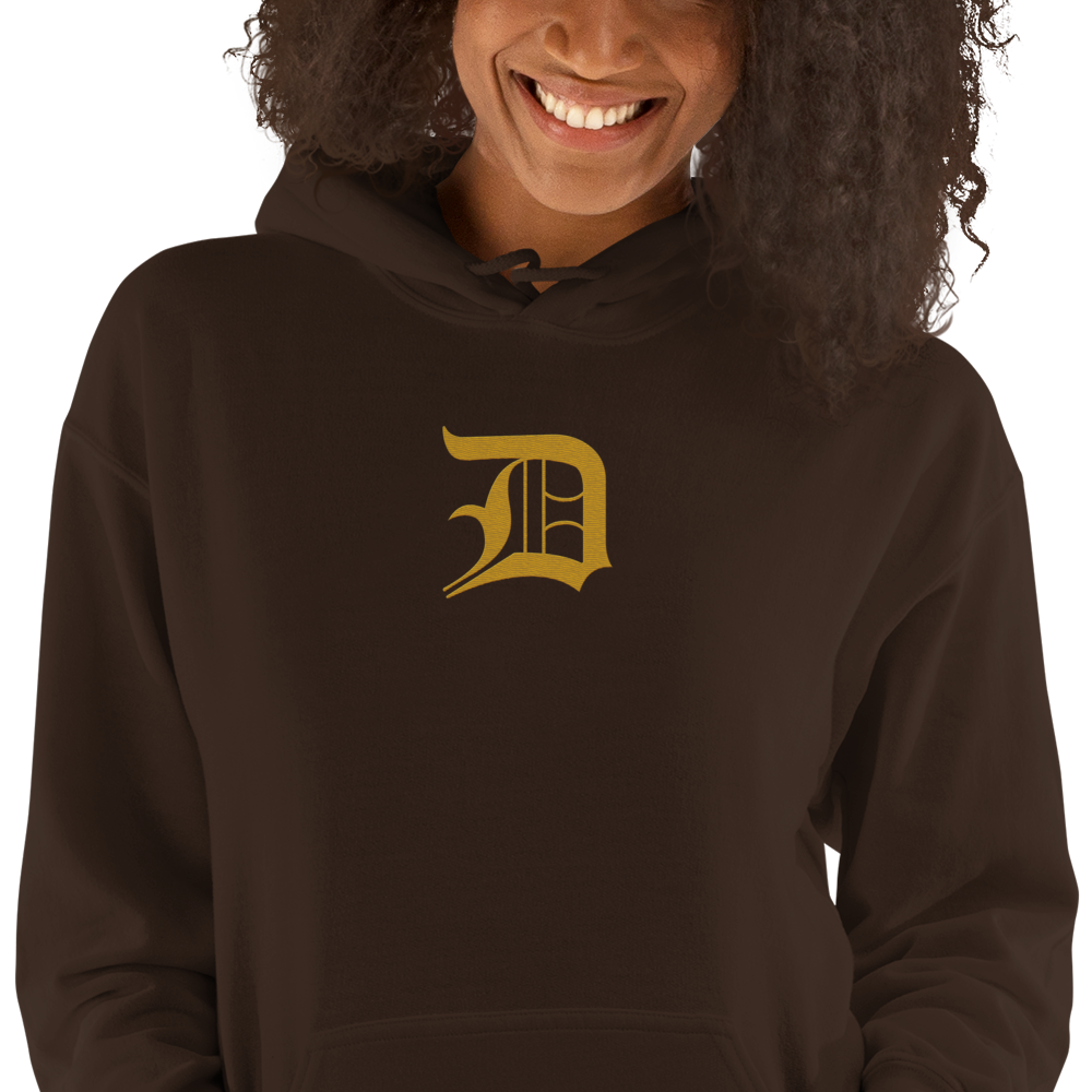 Detroit 'Old English D' Hoodie (Gold) | Unisex Standard - Emb.