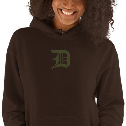 Detroit 'Old English D' Hoodie (Army Green) | Unisex Standard - Emb.