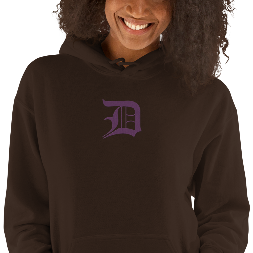 Detroit 'Old English D' Hoodie (Plum) | Unisex Standard - Emb.