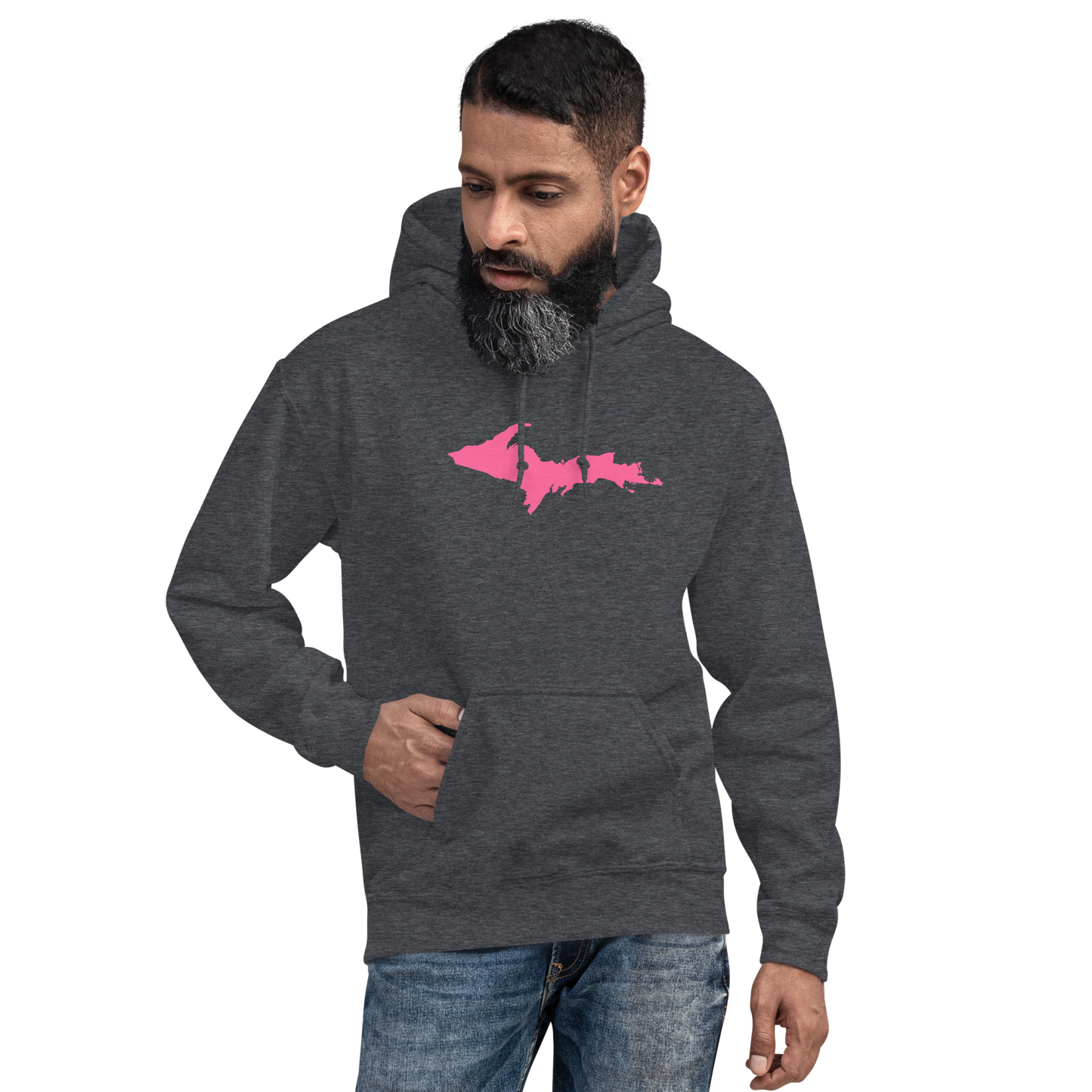 Michigan Upper Peninsula Hoodie (w/ Pink UP Outline) | Unisex Standard